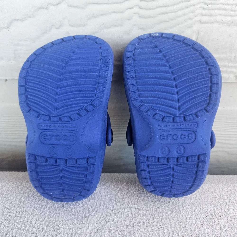 Crocs Classic Clog Baby Toddler SZ 2 3 Slip-On Blue Water Shoes Unisex My First